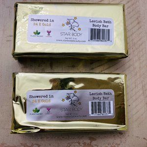 24 K Gold Body Bar 100% Natural & Handmade Anti Aging 2 Bars of Soap NEW